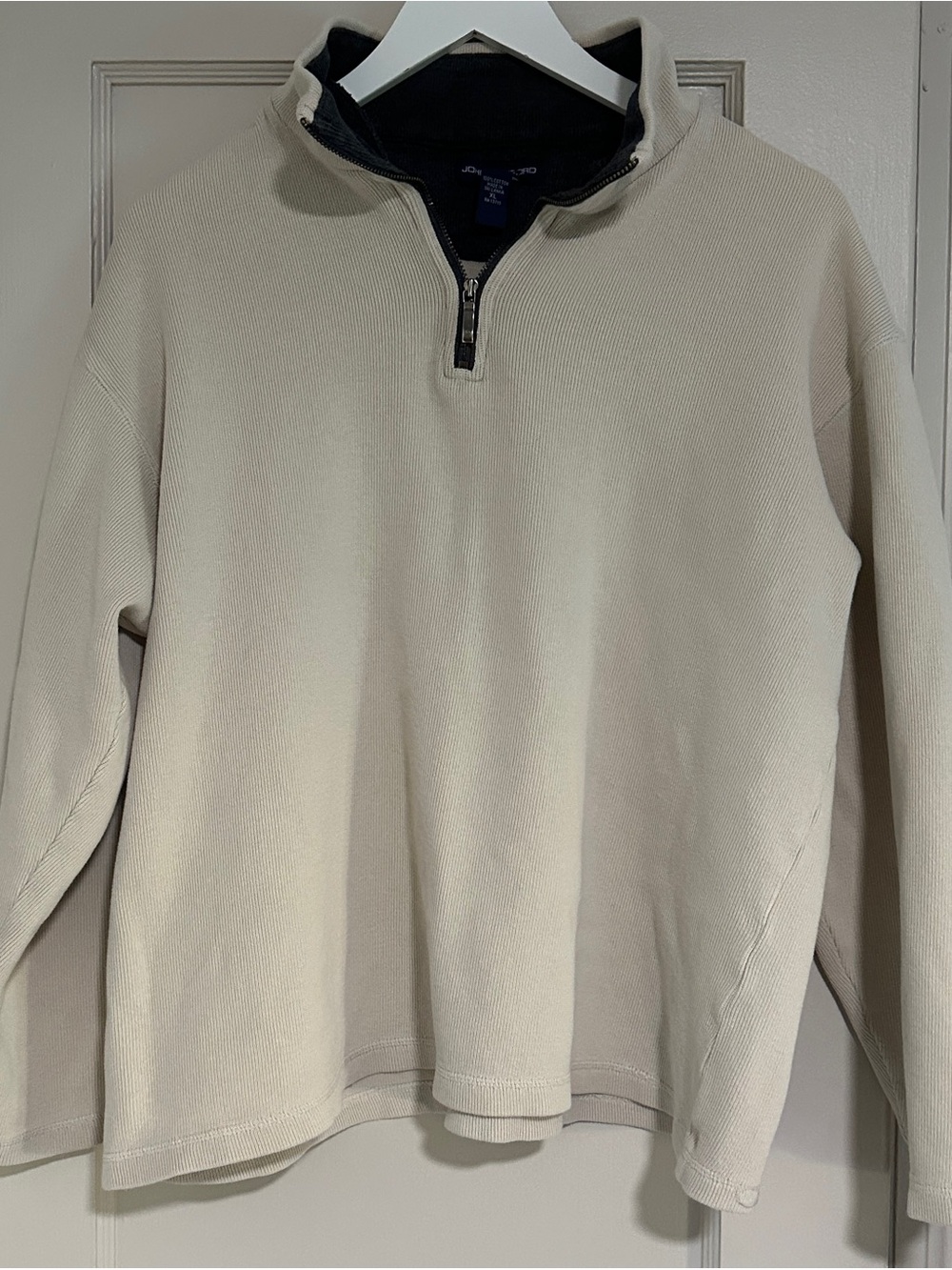 John Ashford Men's Cream Quarter-Zip Sweater